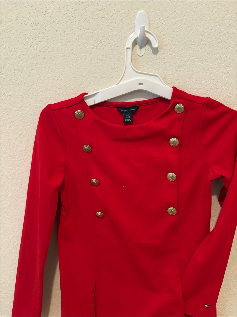 Tommy Hilfiger Red Military-Style Double-Breasted Blazer